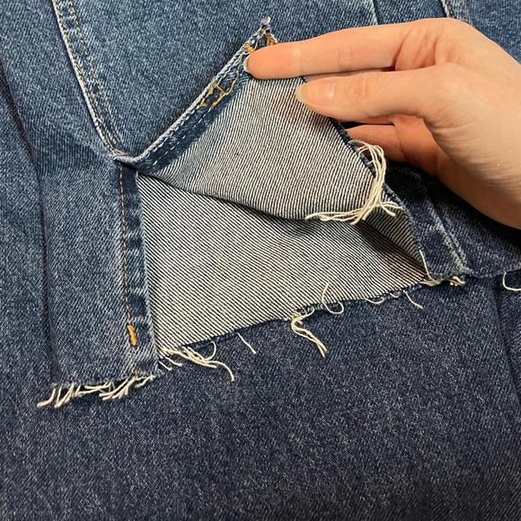 NWT Zara Straight Fit Super High Rise Long Length Rigid Dark Blue Jeans - Picture 3 of 11